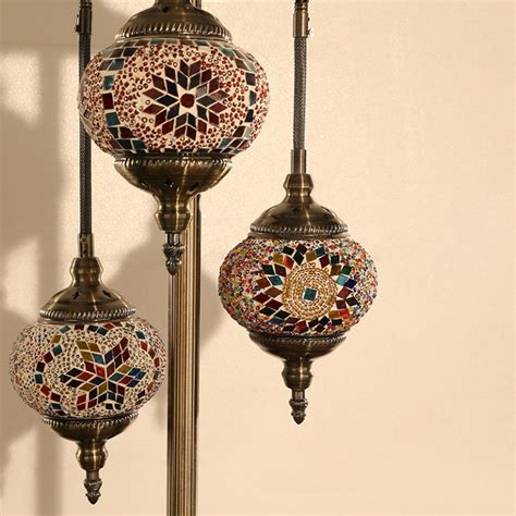 Turkish Floor Lamp 3 Large Globes Turkish Moroccan Style Mosaic