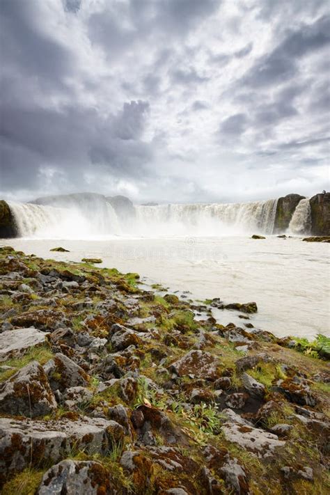 Powerful Godafoss Falls Iceland Stock Image Image Of Feature