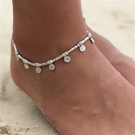 Boho Ankle Bracelet Silver Color Link Chain Anklet Sexy Barefoot Jewelry Women Foot Bracelet