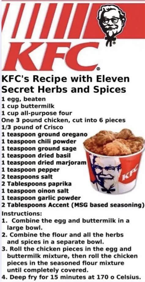 Kfc Eleven Herbs And Spices Formatted Version Rtopsecretrecipes