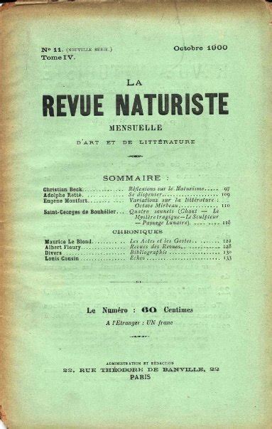Les Petites Revues La Revue Naturiste N°11 Tome Iv