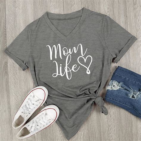 2023 summer casual t shirt female tee loose tops fashion women t shirts mom life letter printed