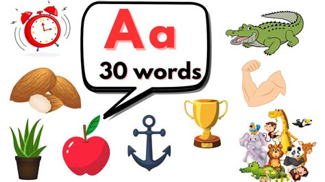 Word Starting With A Letter With Pictures A Letter Words For Kids