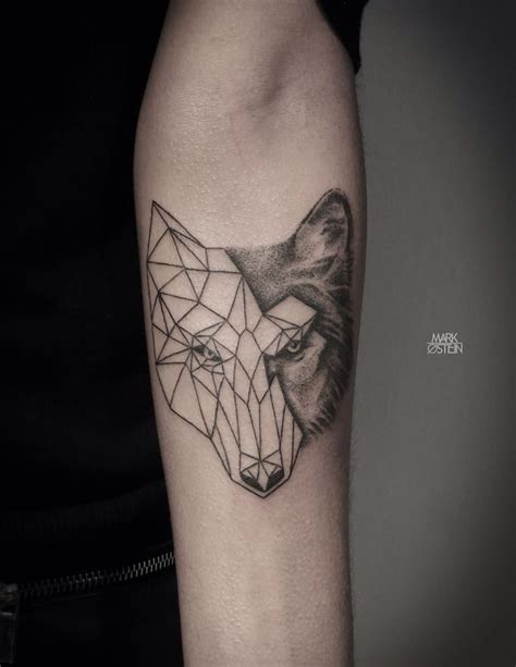 Wolf Origami Dotwork Tattoo Mark Østein Stag Tattoo Arm Tattoo Wolf