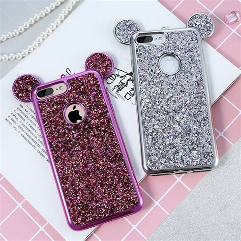 Does Cartoon Mouse Cute Glitter Silicone Case For Iphone 6 6s 7 8 Plus