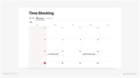 Notion Time Blocking And Time Boxing Templates And Guide Gridfiti