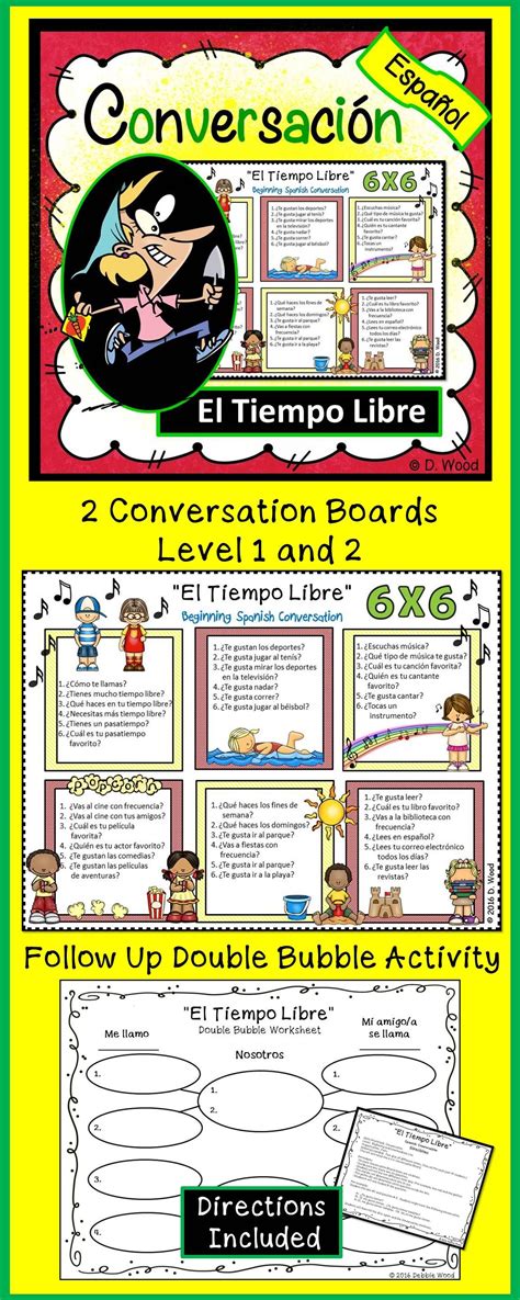Spanish Conversation Boards For Free Time Activities Students Will