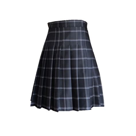 Knee Length Black Plaid Skirt School Girl Plus Size Knee Pleated Plaid