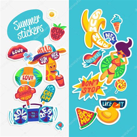 Set Of Summer Stickers — Stock Vector © Cyanart 128454662