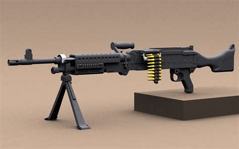 Hi Poly M240 Machinegun Free 3d Model Max