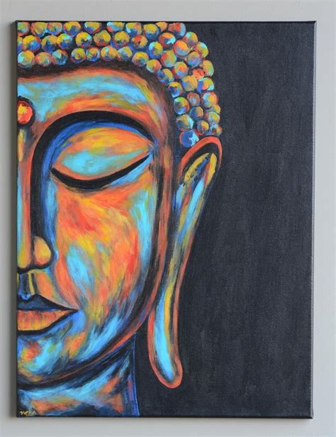 Buddha Painting Original Buddha Art Boho Decor Buddha Face Etsy