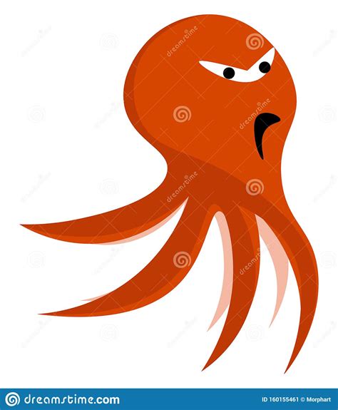 An Angry Octopus Vector Or Color Illustration Stock Vector
