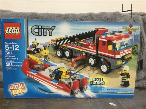Lego City Off Road Fire Truck And Fireboat 7213 388pcs Box Wear New