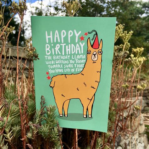 Birthday Llama Greeting Card Designed And Printed In The Etsy