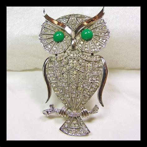 White Rhinestone Owl Pendant Brooch White Rhinestone Vintage Pendants Owl Pendant