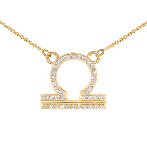 14k Gold Libra Zodiac Sign Diamond Necklace