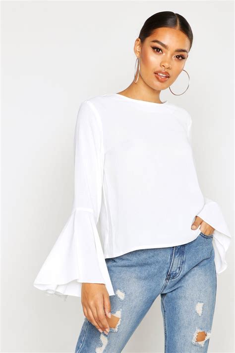Womens Woven Flared Sleeve Blouse White 10 How To Wear Clothes