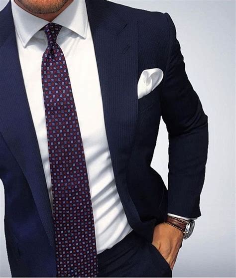 Navy Blue Suit Purple And White Dotted Tie Mensfashion Suit