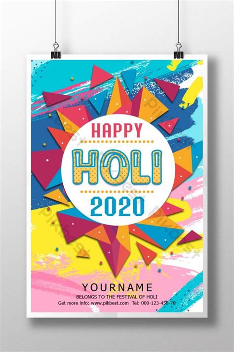 Minimalistic Watercolor Indian Holi Festival Poster Design Psd Free