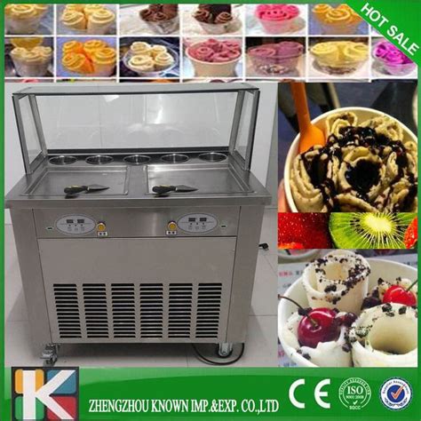 Square 25 Factory Supply Double Pan Fried Ice Cream Machine Fried Ice Cream Fried Ice Cream