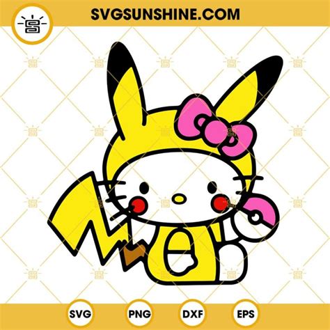 Hello Kitty Pikachu Svg Pokemon Svg Png Dxf Eps