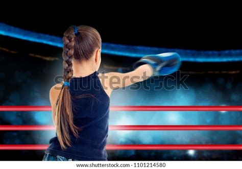 Little Girl Boxing Ring Shots Punch Stock Photo 1101214580 Shutterstock