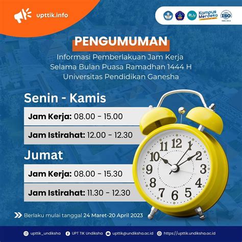 Informasi Pemberlakuan Jam Kerja Selama Bulan Puasa Ramadhan H