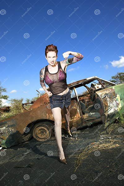 Tattooed Woman Stock Image Image Of Emotion Fighting 2423955