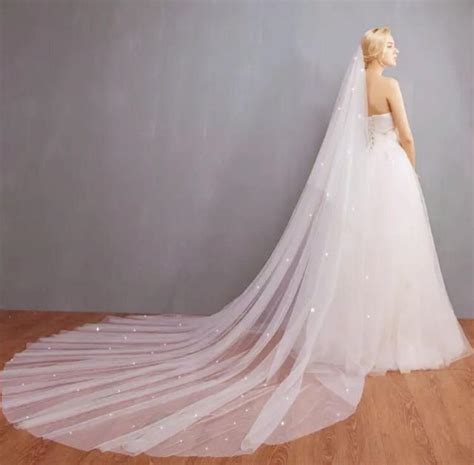 Bridal Soft Illusion Tulle Two Layer Veil 2 Tiers Scattered Swarovski