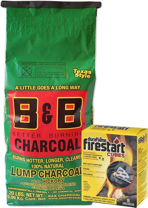 bandb charcoal bundled with firelight 18 pack firestarters by evergreen farm and