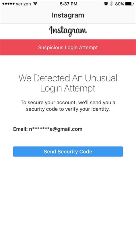 Example Instagram Verification 01 Unusual Security Code Ampfluence