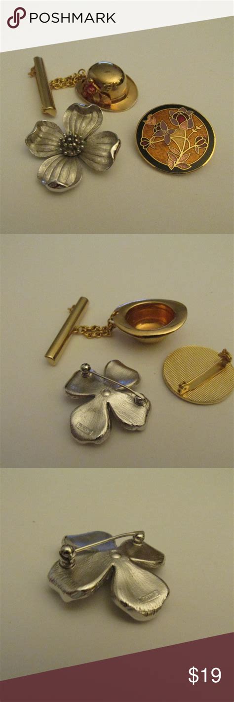 Retro Pin Brooch Floral Bundle Trifari Silver Tone Trifari Jewelry