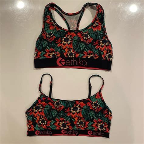 ethika intimates and sleepwear 2 for 2 ethika womens sports bra set floral palm print medium