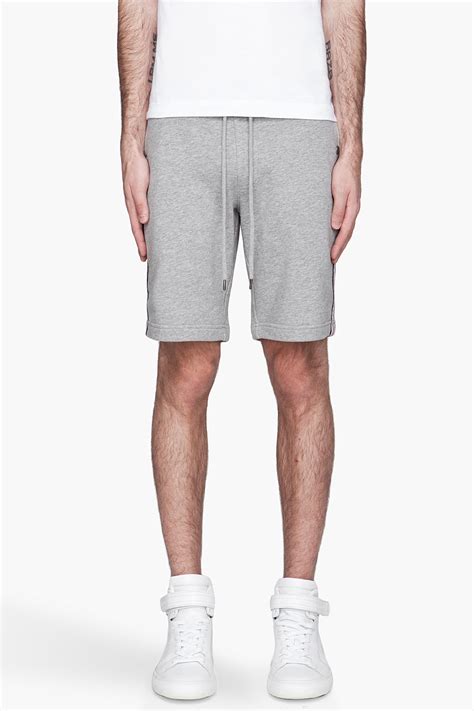 Lyst Moncler Heather Grey Signaturestriped Sweat Shorts In Gray For Men