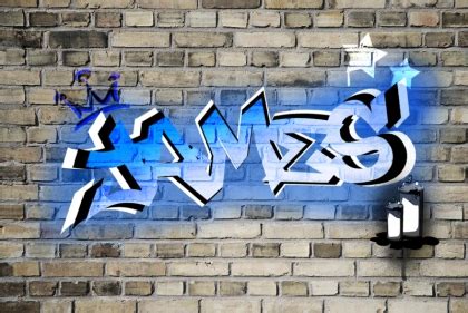 And now, here is the very first image: Boys bedroom graffiti wallpaper. Any name on brick wall as ...