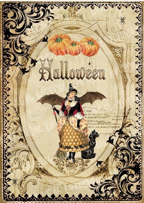 5x7 Printable Art Digital Images Vintage Halloween Witch Girl