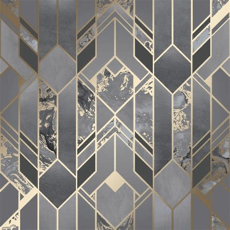 Liquid Marble Geometric Wallpaper Charcoal Gold