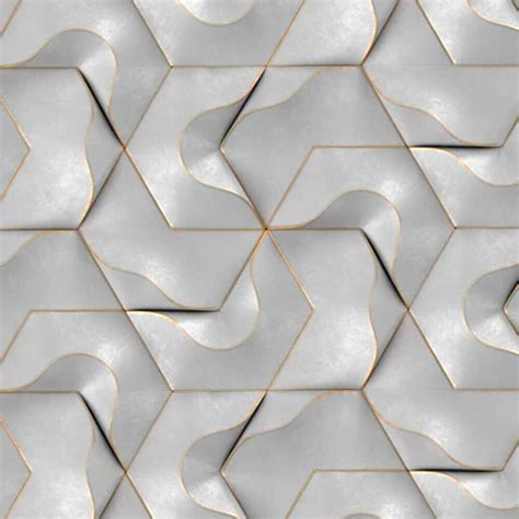 Papel De Parede Textura 3d Futurista Cinza Com Dourado Fran Adesivos