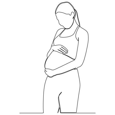 Pregnant Woman Continuous Line Drawing 13898630 Vector Art At Vecteezy