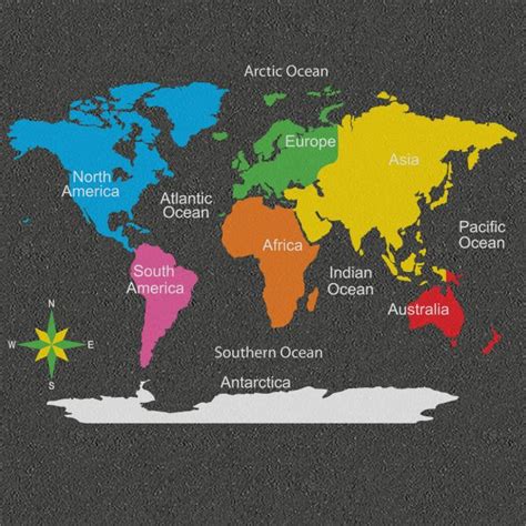 Continents Map Markings By Thermmark World Map Continents World Map