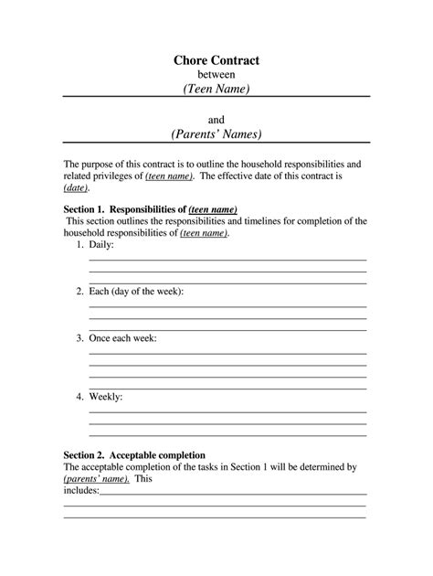 Chore Contract Template Complete With Ease Airslate Signnow