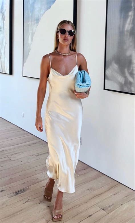 White Silk Slip Dress Rosie Huntington Whiteley In 2020 Silk Slip