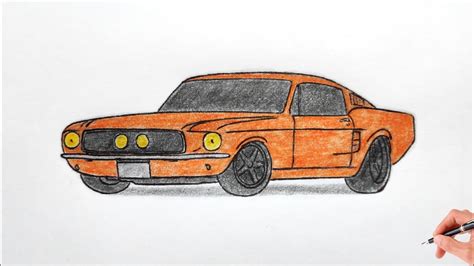 How To Draw A Ford Mustang Fastback 1967 Drawing A 3d Car Coloring