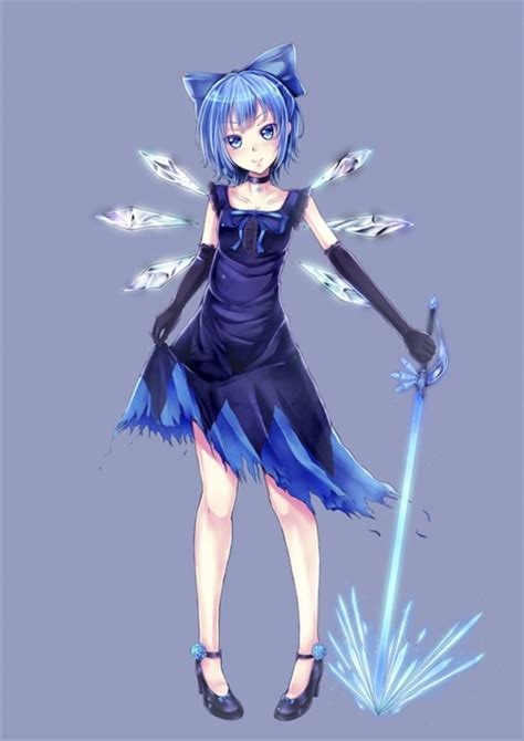 Touhou Dress Blue Eyes Cirno Weapons Blue Hair Illustrations Anime Girls Swords 2944x4167