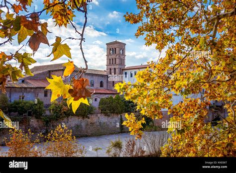 Beautiful Photo Of Rome Italy With Yellow Foliage In Autumn Stock
