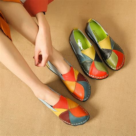 Fashion Genuine Leather Flat Shoes Women Loafers Flats Ballerina Shoes