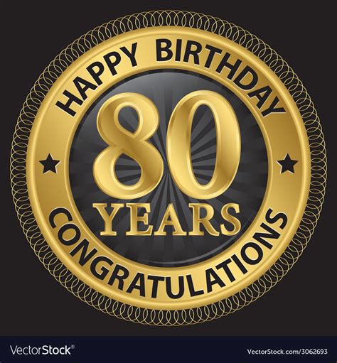 80 Years Happy Birthday Congratulations Gold Label