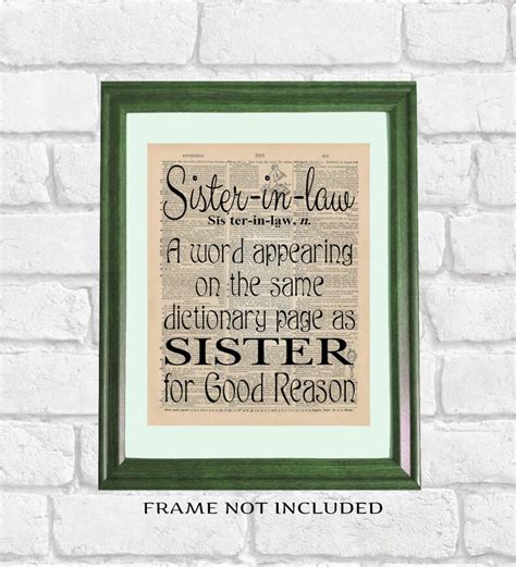 Sister In Law Dictionary Print Sister In Law Quote Etsy