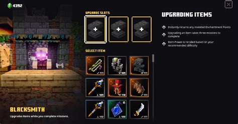 How Blacksmith Gear Upgrade In Minecraft Dungeons Works