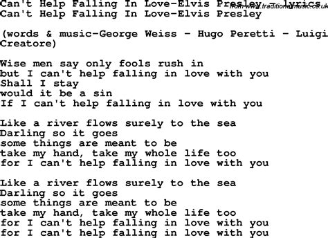 Love Song Lyrics Forcant Help Falling In Love Elvis Presley